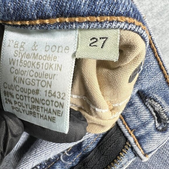 Rag & Bone Jean Dre Slim Boyfriend Low Rise US 4 Valencia Raw Hem USA Made Edgy - Picture 13 of 15
